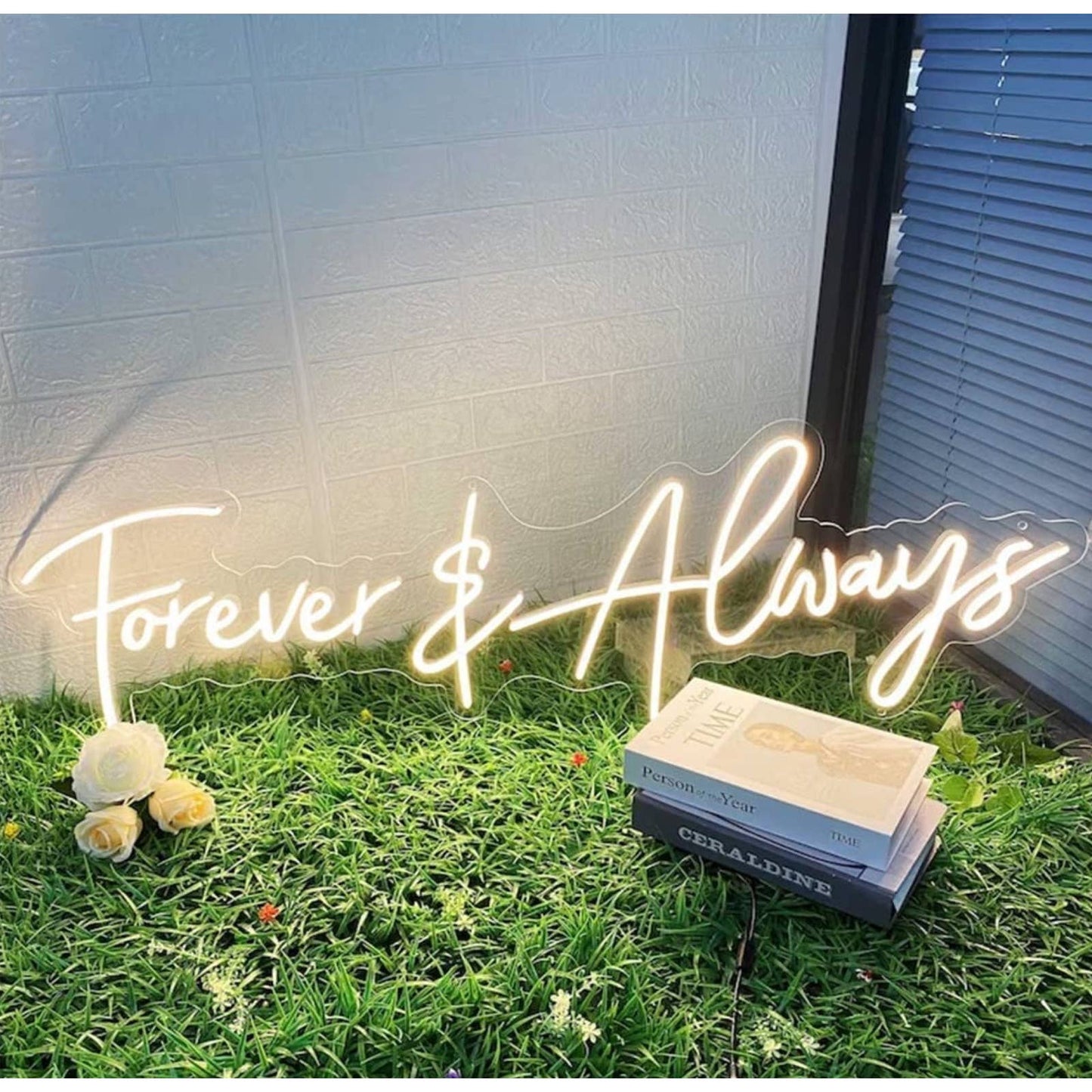 Super Large Bright White “Forever & Always” LED Love Night Light Room Wall Decor