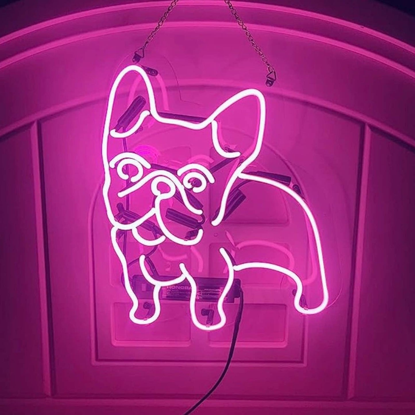Cute Bright Vivid Pink French Bulldog LED Night Light Room Wall Decoration
