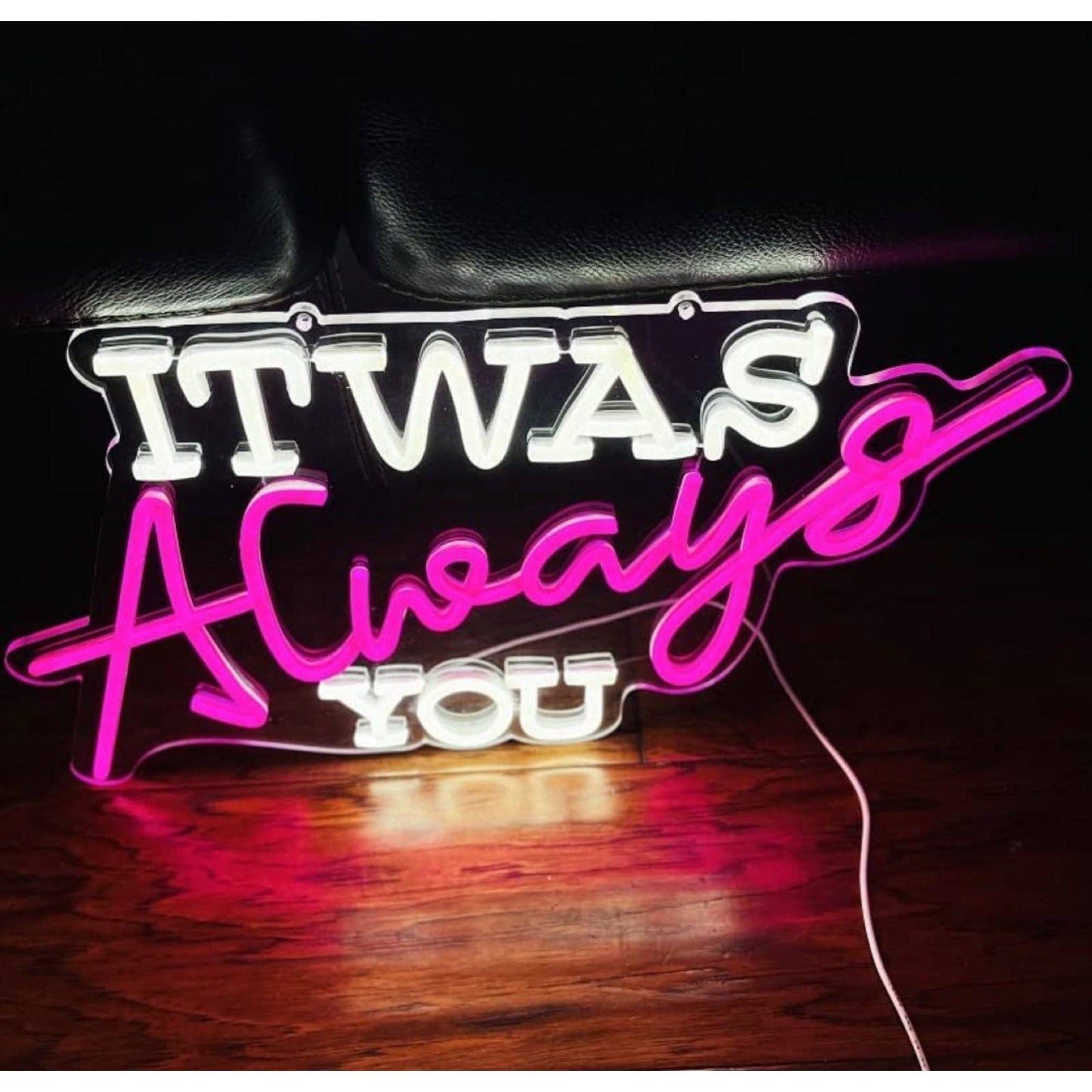 Romantic Bright Pink / White It Was Always You LED Night Light Room Wall Love De