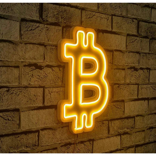 Quality Bright Golden Bitcoin LED Night Light Crypto Currency Room Wall Decorati