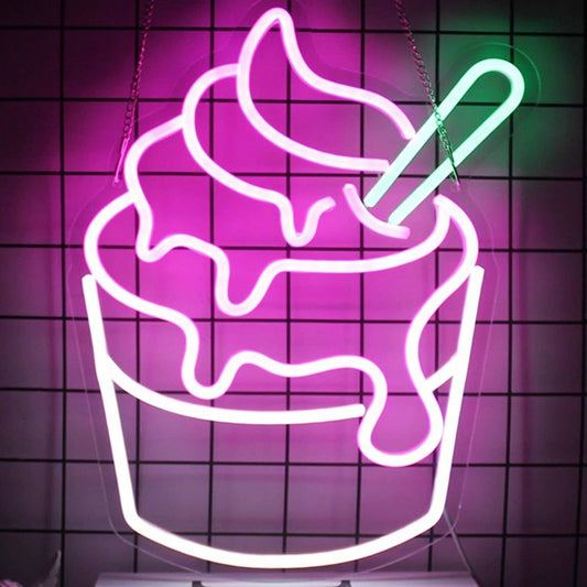 Lovely Bright Pink Melting Icing Cupcake LED Night Light Room Wall Decor