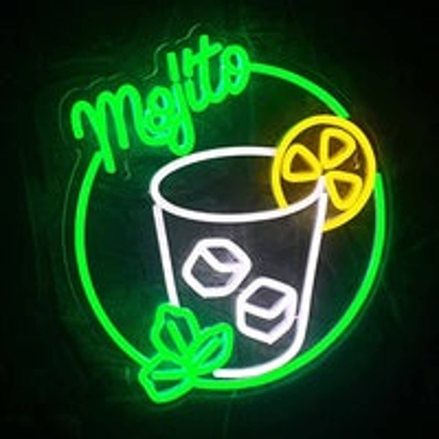 Vivid Bright Green Mojito Drink LED Night Light Bar Room Wall Decoration