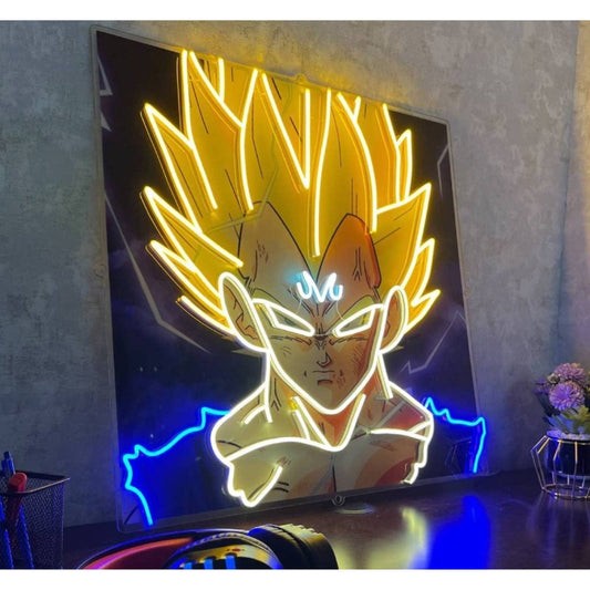 Bright Super Saiyan Majin Vegeta LED Light Dragon Ball Z Wall Art Anime Decor