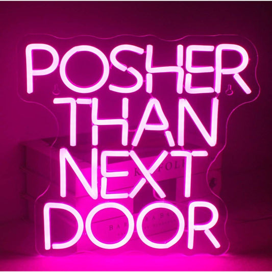 Lovely Bright Pink “Posher Than Next Door LED Night Light Room Wall Decoration