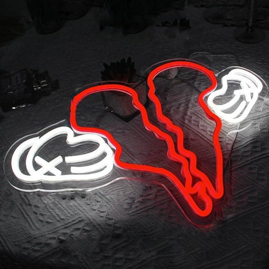 Vivid Bright Kaw Cartoon Broken Heart LED Night Light Room Wall Decoration
