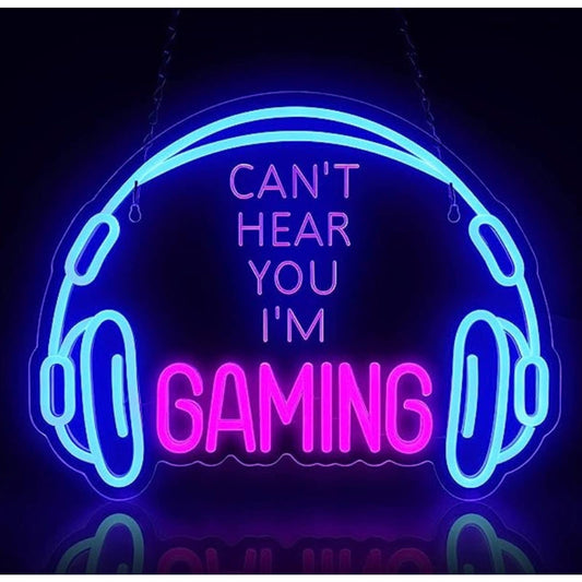 Fun Bright ‘“Can’t Hear You, I’m Gaming” LED Night Light Room Wall Decoration