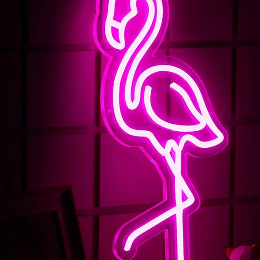 Lovely Bright Vivid Pink Flamingo LED Night Light Room Wall Decoration