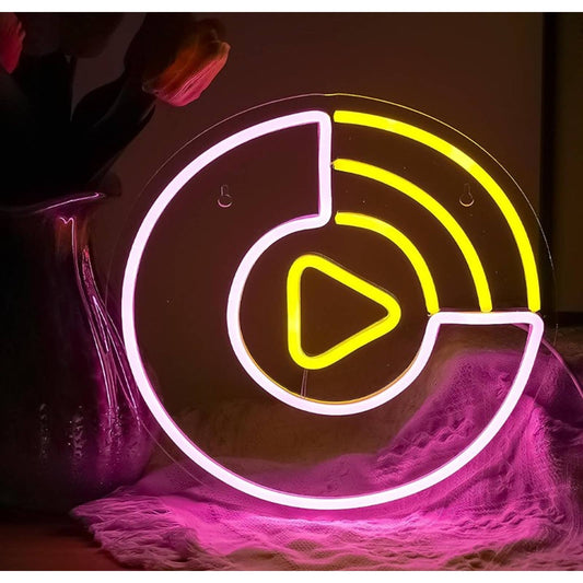 Fun Bright Pink Record Play LED Night Light Music DJ Room Wall Decor