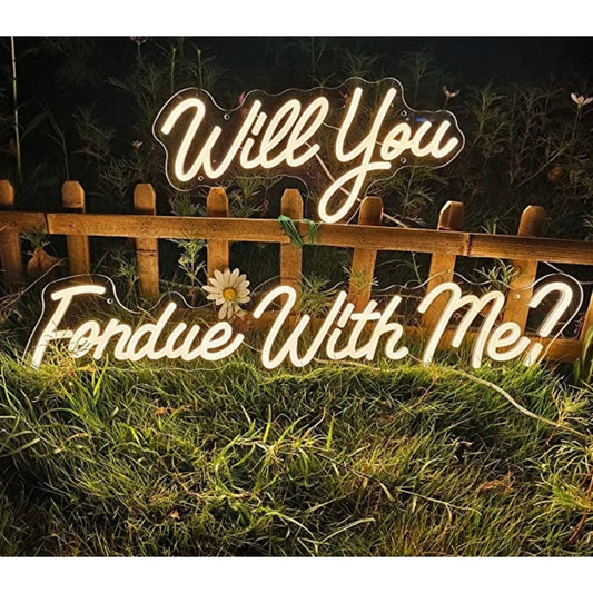 Lovely Warm Bright “Will You Fondue With Me” LED Night Light Room Wall Decoratio