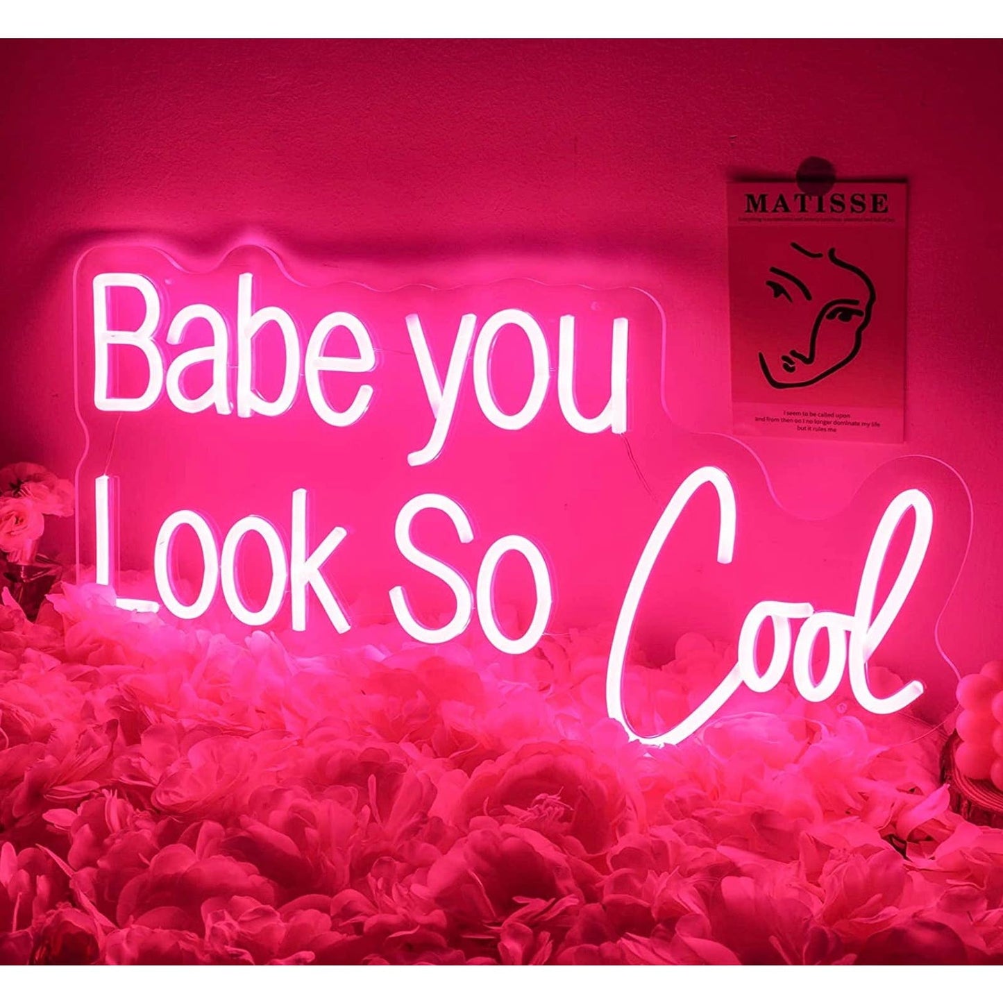 Lovely Vivid Bright Pink “Babe You Are So Cool” LED Night Light Room Wall Decor