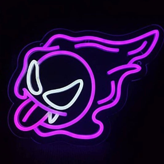 Vivid Bright Hot Pink Gastly Pokemon LED Night Light Game Room Sign