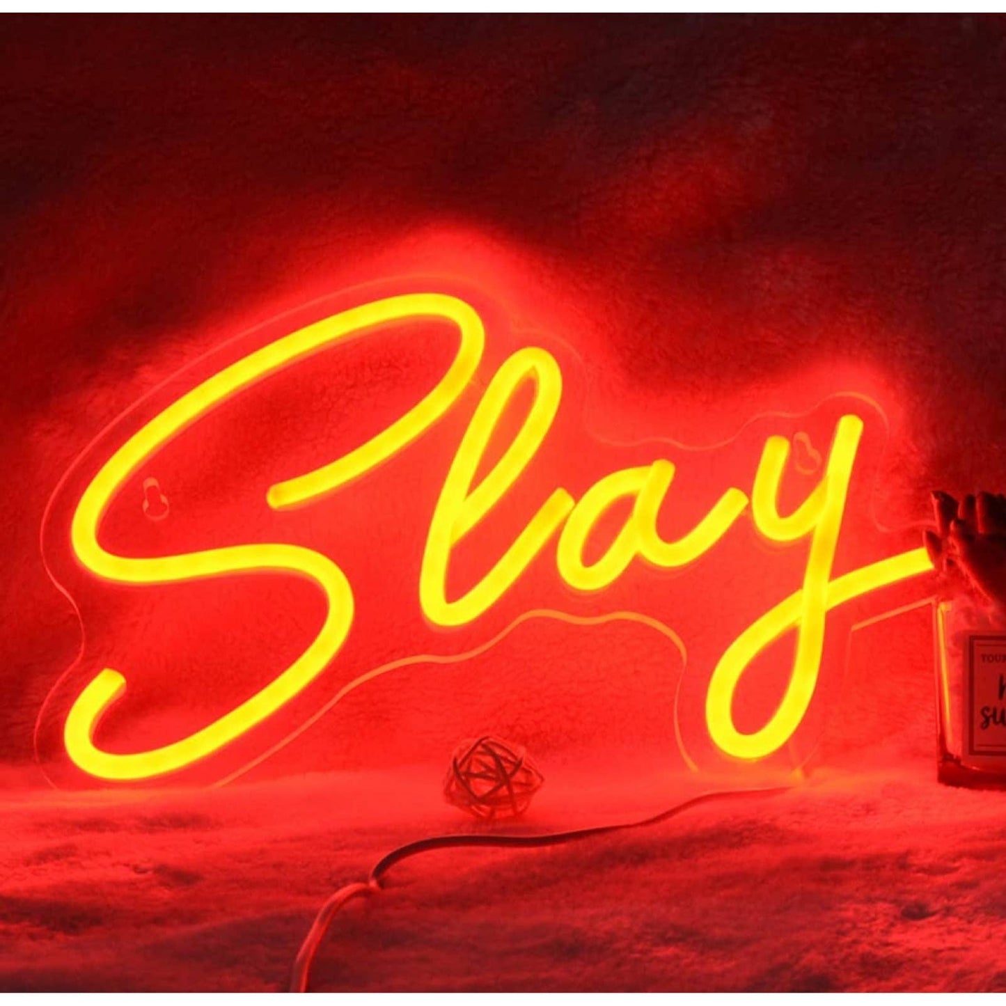 Bright Orange Slay LED Night Light Sign Room Wall Decor