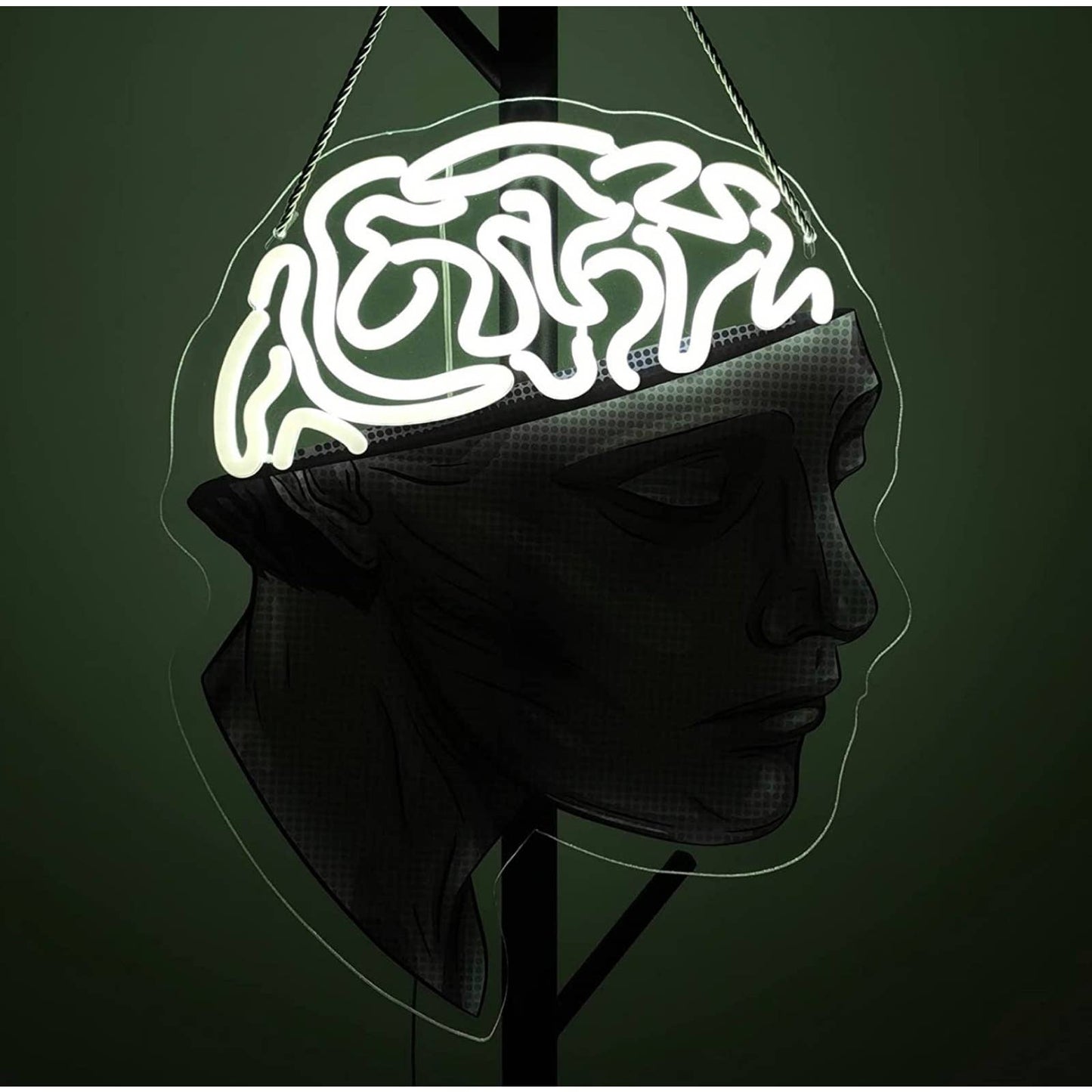 Unique Fun Bright White Head Brain LED Night Light Room Wall Art Decoration
