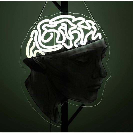 Unique Fun Bright White Head Brain LED Night Light Room Wall Art Decoration