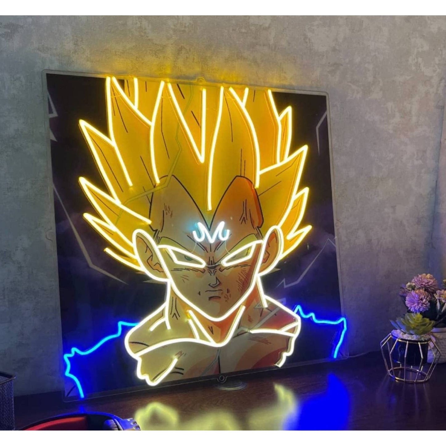 Bright Super Saiyan Majin Vegeta LED Light Dragon Ball Z Wall Art Anime Decor