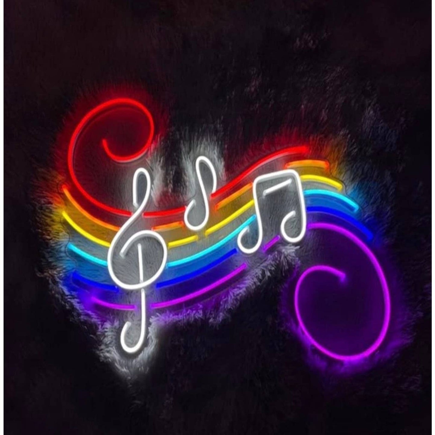 Lovely Bright Rainbow Musical Note LED Night Light Music Room Wall Art Decoratio