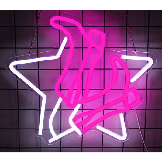 Fun Bright Cowgirl Boots and Star LED Night Light Room Wall Decor