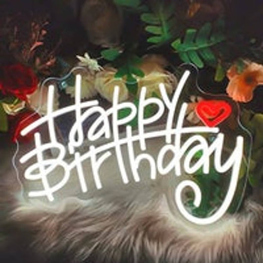 Adorable Bright Red Heart Cool White Happy Birthday LED Night Light Room Wall De