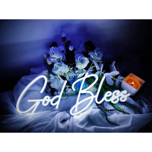 Lovely Large Bright God Bless LED Night Light Room Wall Christian Decoration
