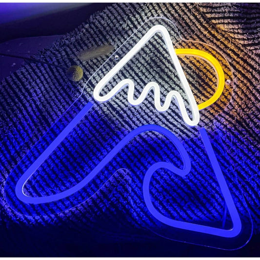 Lovely Bright Ice Top Mountain Sunset Ocean Wave LED Night Light Wall Art Decor