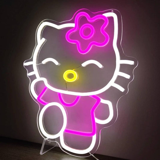 Adorable Bright Pink Happy Dancing Hello Kitty LED Night Light Anime Japan Decor