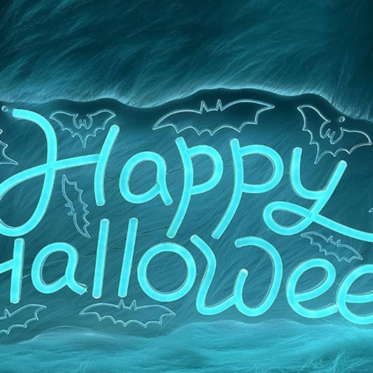 Vivid Bright Spooky Blue Bat Happy Halloween LED Night Light Decor