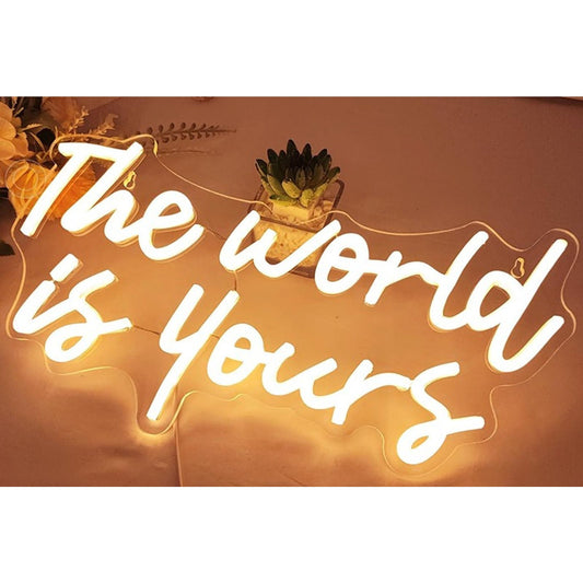 Lovely Simple Warm “The World is Yours” LED Light Room Wall Decoration