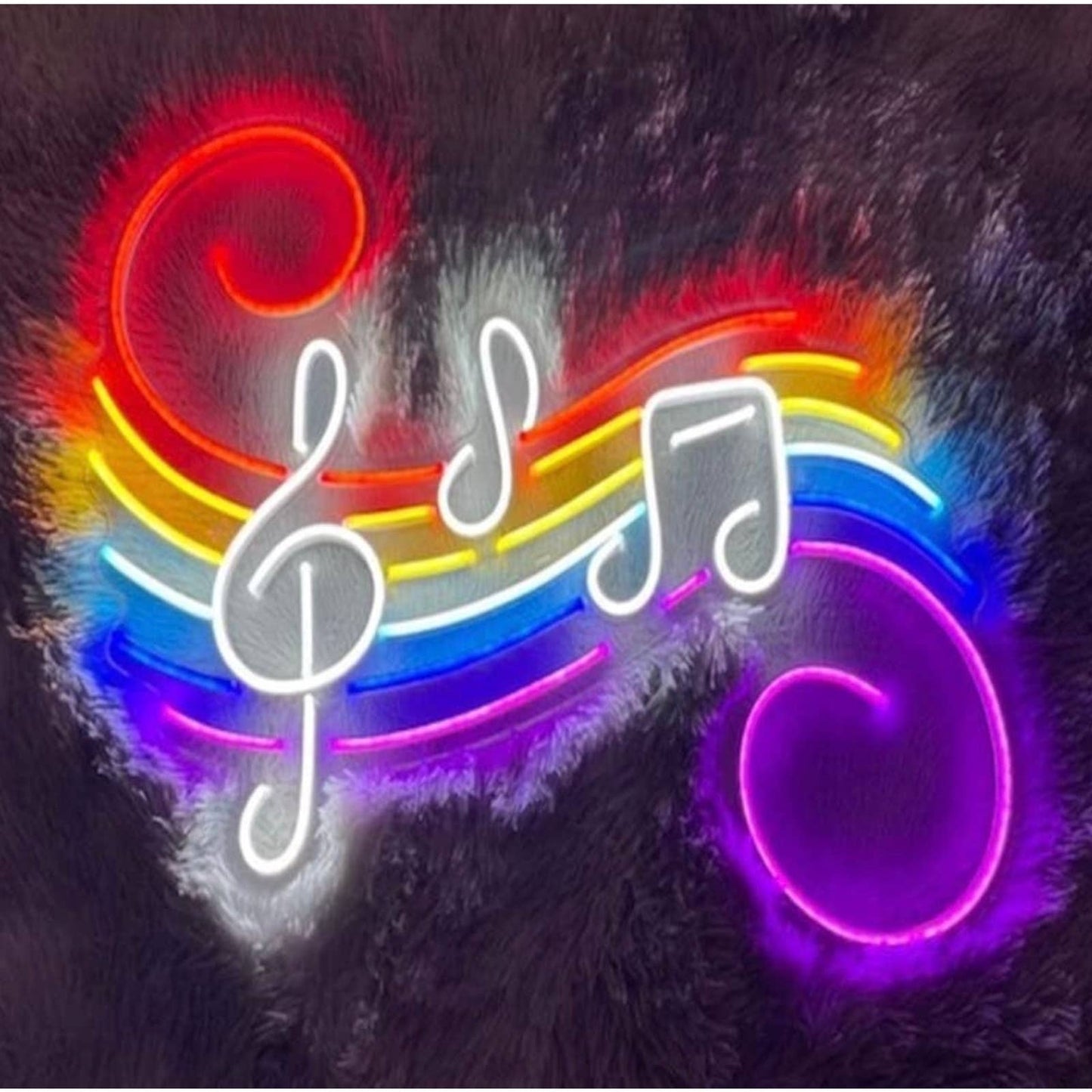 Lovely Bright Rainbow Musical Note LED Night Light Music Room Wall Art Decoratio