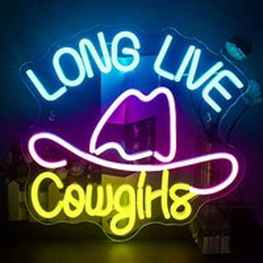 Fun Bright Vivid Colorful Long Live Cow Girls Hat LED Night Light Country Room W