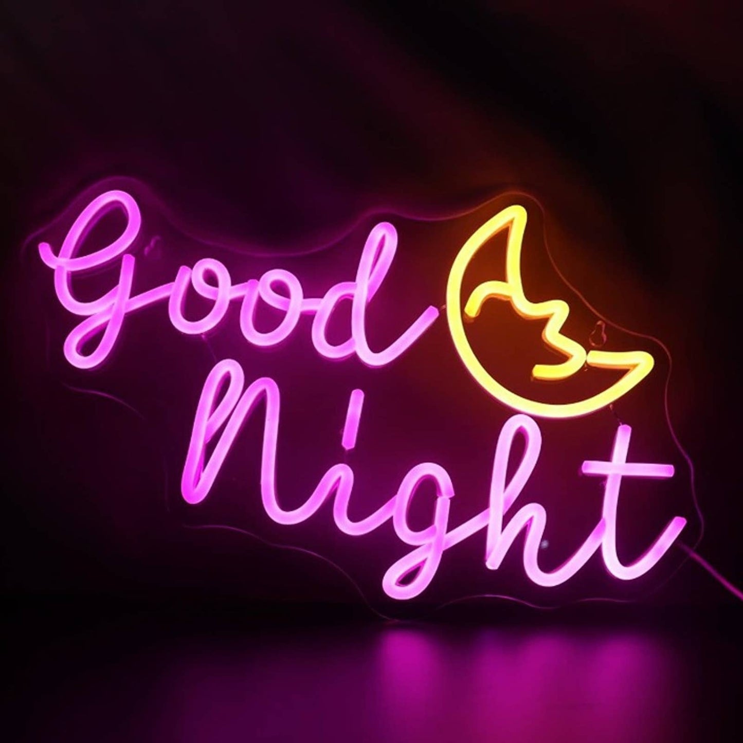 Adorable Vivid Bright Pink Good Night Moon LED Night Light Room Wall Decoration