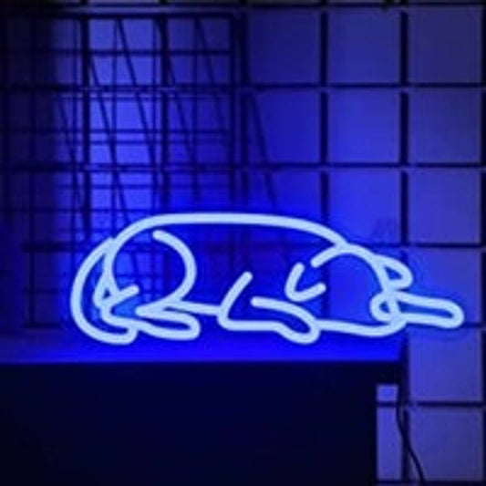 Cute Bright Blue Sleeping Puppy Dog LED Night Light Room Wall Decoration