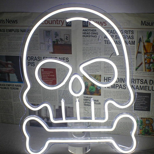 Spooky Bright White Skull & Bone LED Night Light Halloween Decor