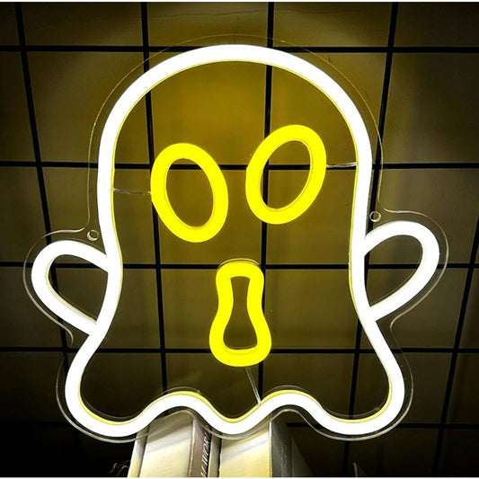Fun Spooky Bright White/Yellow Ghost LED Night Light Halloween Decoration