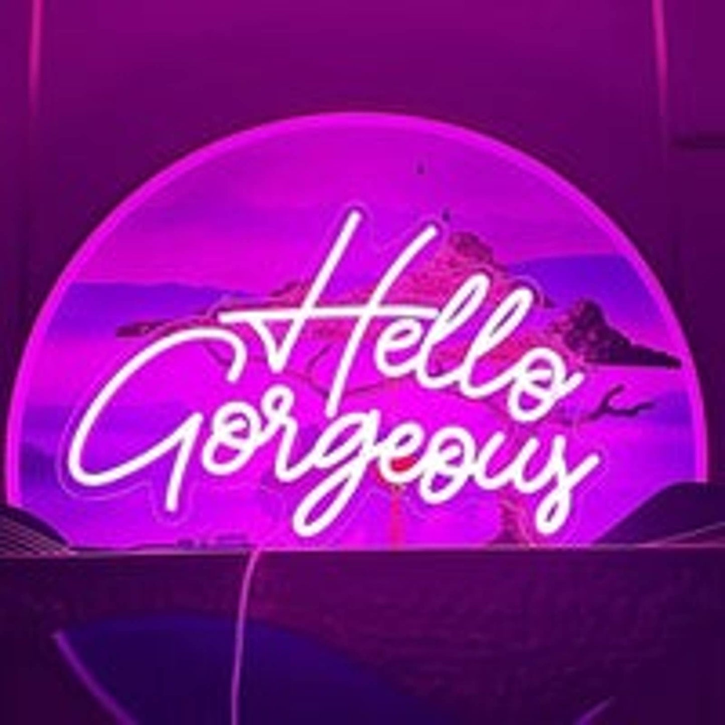 Adorable Vivid Bright Pink Hello Gorgeous LED Night Light Room Wall Decoration