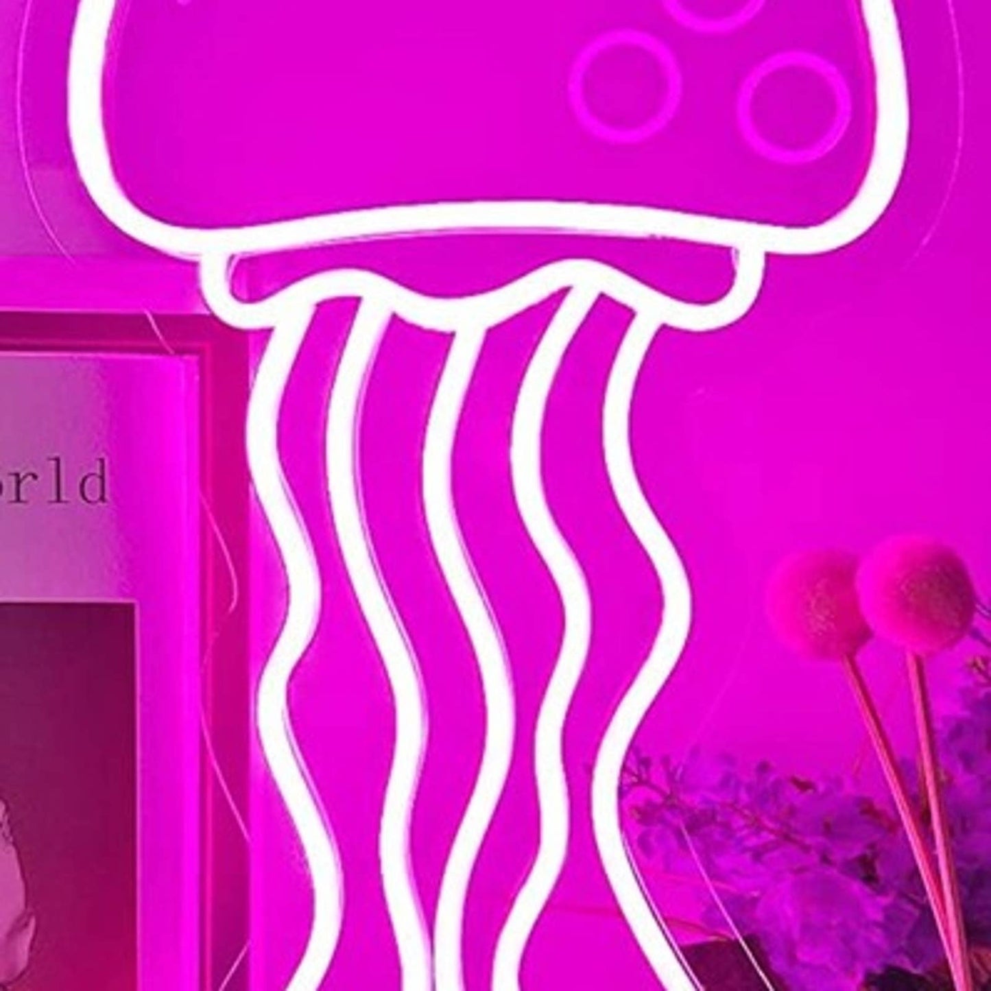 Super Large Bright Pink Jelly Fish LED Night Light Room Wall Decor