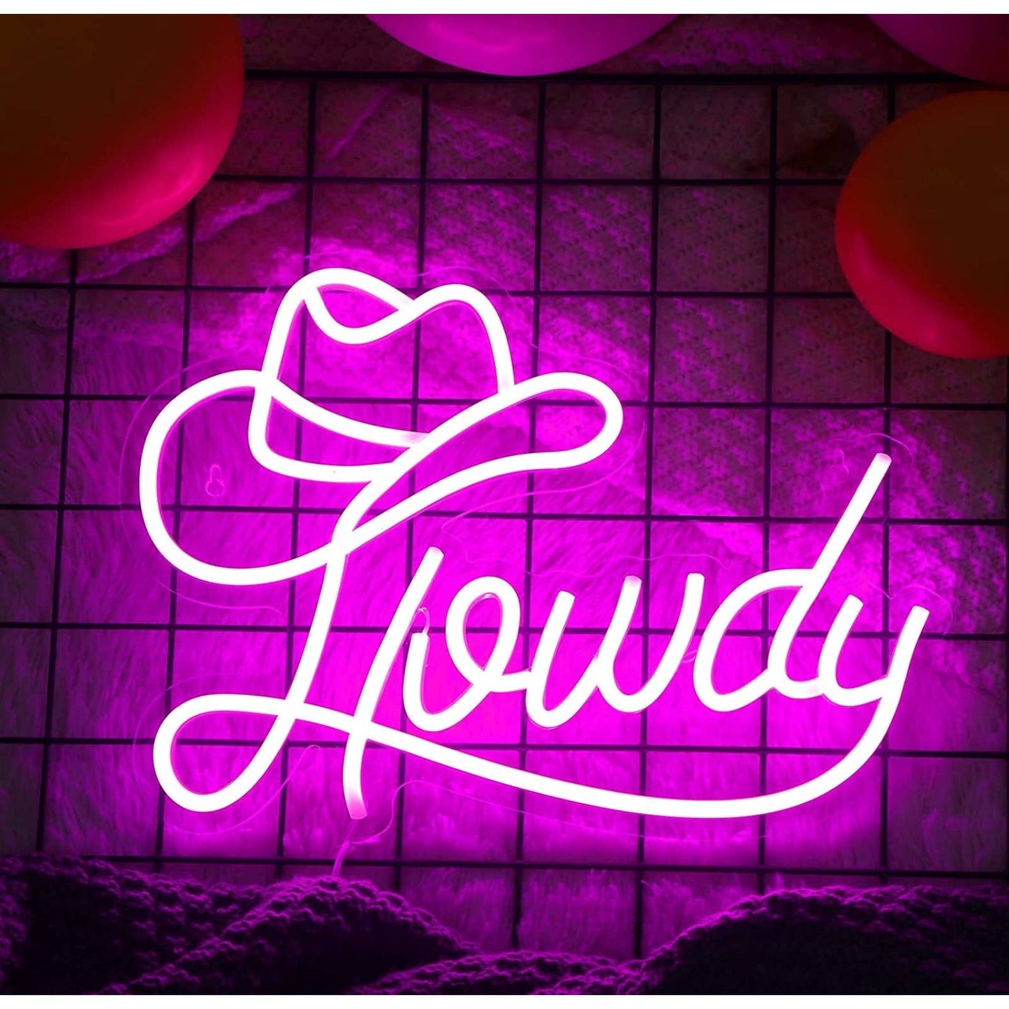 Fun Bright Pink “Howdy” Cowboy Cowgirl Hat LED Night Light Western Country Decor