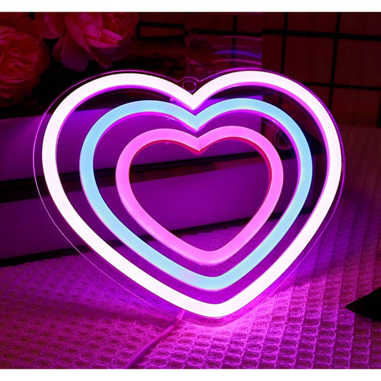 Lovely Bright Pink Infinity Heart LED Night Light  Love Room Wall Decoration