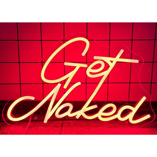 Fun Bright Red “Get Naked” LED Night Light Room Wall Decoration