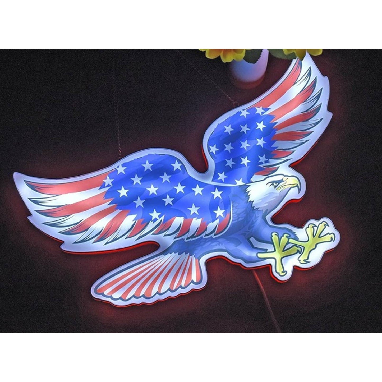 Vivid Bright America Eagle Flag LED Night Light Patriot Decor