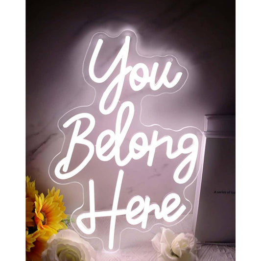Lovely Bright White “You Belong Here” LED Night Light Room Wall Decor