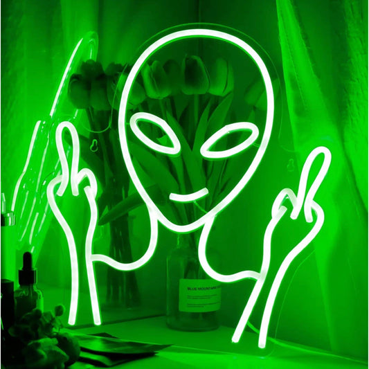 Funny Bright Green Bad Alien LED Night Light Room Wall UFO Decoration