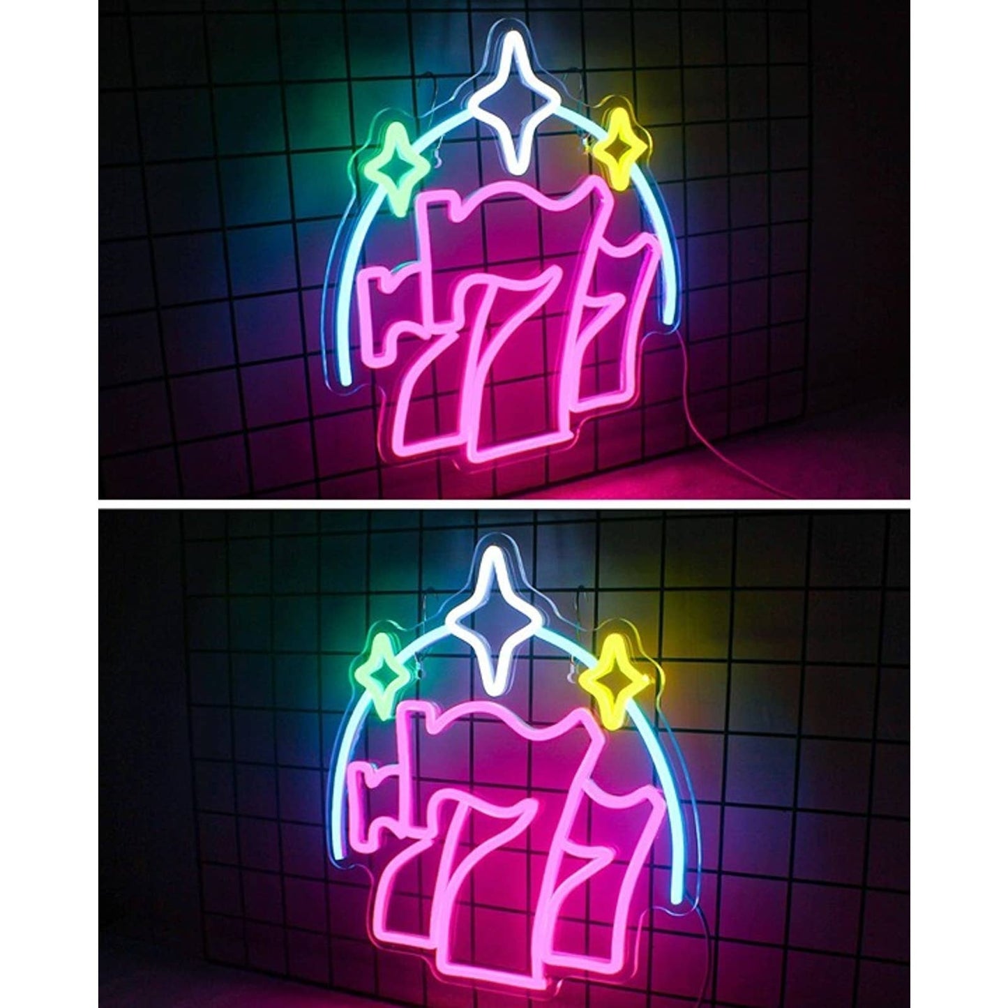 Vivid Bright ColorfulTriple 7 Star LED Night Light Game Room Wall Decor
