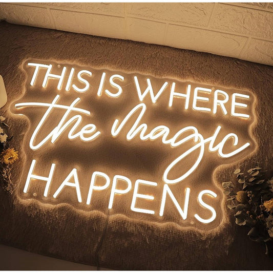 Lovely Bright Fancy White “This is Where the Magic Happens” LED Night Light Deco