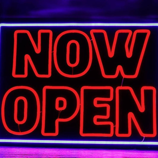 Large Vivid Bright NOW OPEN Square LED Light Business Store Sign