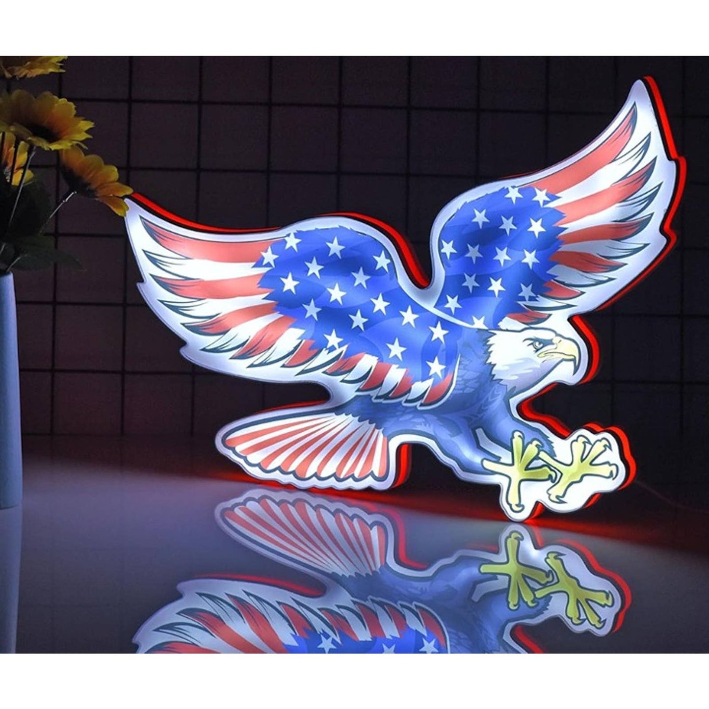 Vivid Bright America Eagle Flag LED Night Light Patriot Decor