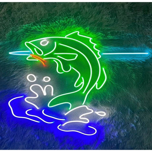 Vivid Bright Colorful Bass Pro Shops Fishing LED Light Fish Sport Room Wall Deco
