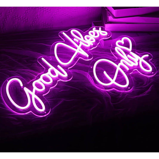 Lovely Bright Vivid Pink Heart “Good Vibes Only” LED Night Light Room Wall Decor