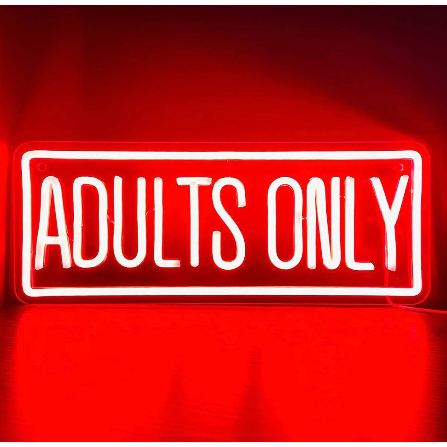 Bright Red Adults Only LED Night Light Sign Room Wall Decoration