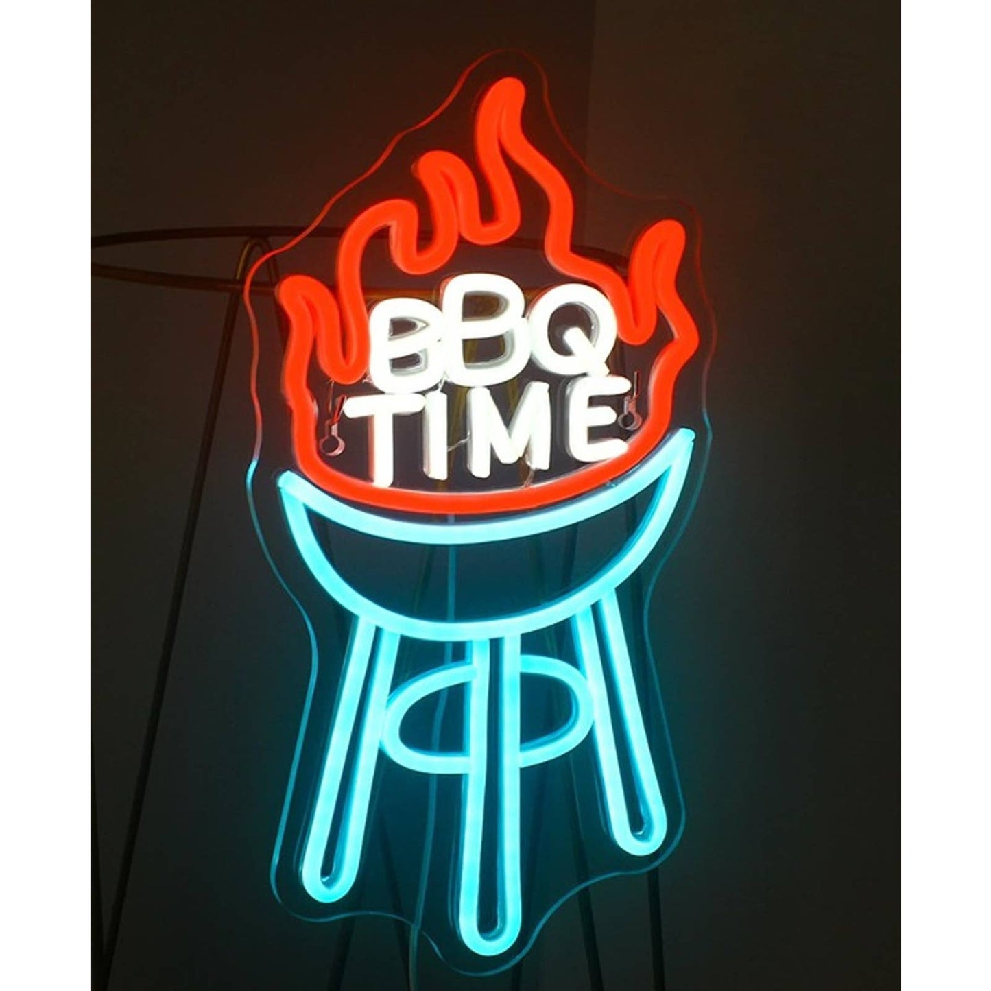 Fun Bright BBQ Time Grill Fire LED Night Light Room Wall Party Decoration