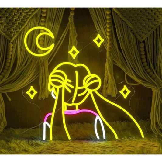 Adorable Bright Sailor Moon Staring a the Stars LED Light Japan Anime Room Decor